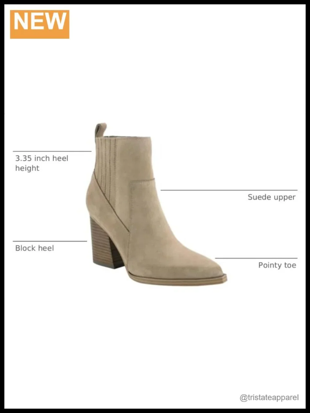 Marc Fisher Women's Marela Suede Pointy Toe Block Heel Ankle Booties Pull-On